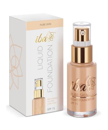 I-b'a Pure Skin Liquid Foundation - Natural Beige 30ml | Full Coverage l Long Lasting | Lightweight l Oil Free Dewy Finish | SPF 15 | Halal Certified & Vegan Makeup