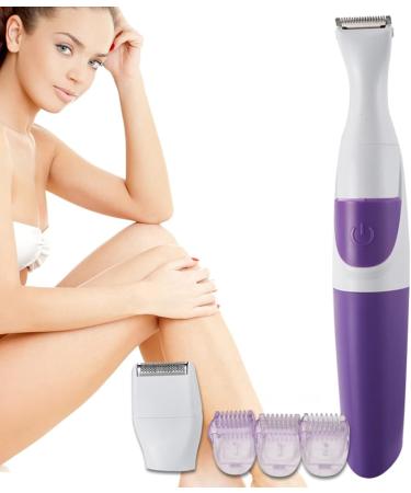 2 in 1 Waterproof Women Hair Trimmer Electronic Washable Hair Trimmer Clipper for Bikini Line Wet and Dry Use Purple - Buy Online on GoSupps.com