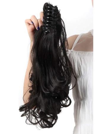 Long Short Claw Ponytail Hair Extension - 18 Inch Curly Natural Black Hairpiece - Buy Online on GoSupps.com