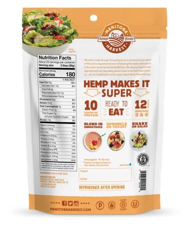 Hemp Seeds - 24oz | 10g Protein, 12g Omega 3 & 6 | Non-GMO, Vegan, Keto, Gluten-Free - Manitoba Harvest - Buy Online on GoSupps.com