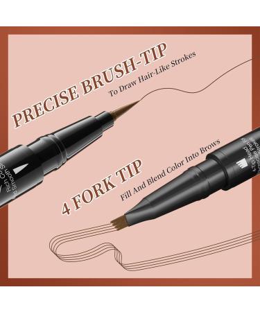 Trailott Eyebrow Pen Bulletinboard Brow Pen Trailott Microblading Eyebrow Pen Hellokiss Liquid Eyebrow Pen with 4-Fork-Tip & Precise Brush-Tip 2-in-1 Eyebrow Pencil Waterproof (Dark Brown) - Buy Online on GoSupps.com