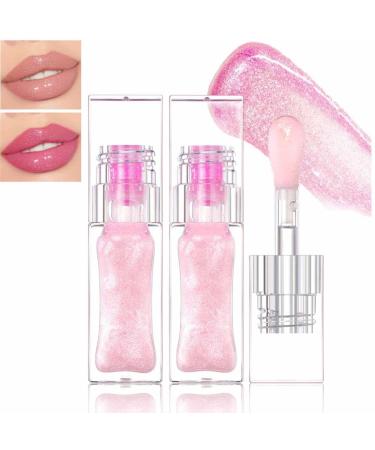 Magic Color Changing Lip Oil V2 Magic Color Changing Lip Gloss Lip Gloss Lip Balm Transparent Lip Care Transparent Lip Oil Temperature Color Change Lipstick(2Pcs)