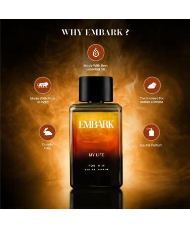 EMBARK My Life For Him Liquid Perfume For Men 100ml Premium Eau De Parfum Ambery & Citrus Fragrance - Buy Online on GoSupps.com