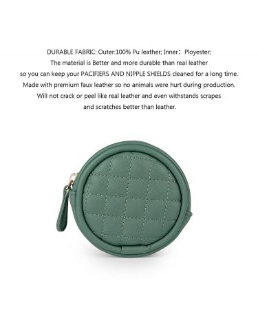 MOMIGO Leather Pacifier Case Bag - Holder with Clip for Diaper Bag Stroller - Green - Buy Online on GoSupps.com