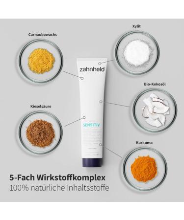 Zahnheld Sensitive Toothpaste with Turmeric & Aloe Vera - Vegan Fluoride-Free Natural Cosmetics (75ml) - Ideal for International Shipping - Buy Online on GoSupps.com