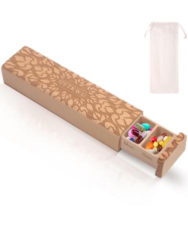 Wooden Weekly Pill Organizer 1 time a Day -Daily Pill Box 7 Day Travel-Friendly Safe Travel 7 Day Pill Box Travel Pill Case Perfect for Tracking Weekly Medication Box(Beech)