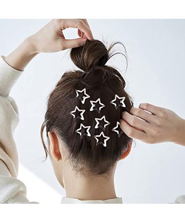 100 Silver Metal Star Snap Hair Clips | Non-Slip Hair Barrettes for Girls & Women | Cute Hollow Star Design - Buy Online on GoSupps.com
