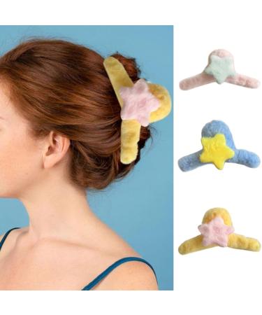 Limtula Large SharkClip Hair Claw for Women Banana Barrette Jaw Clip Plush Star Hair Clip Teens Girl Hair Shaping Accessories Blue Star Powder Gra - Buy Online on GoSupps.com