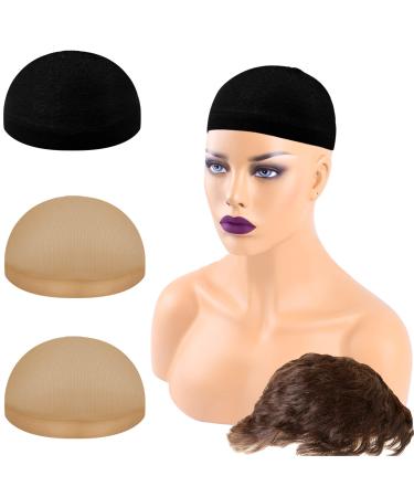 Kaoness 4 pieces of wig caps wig cap nylon hair network stretchy rehearsal power undercase network elastic breathable 2 naked beige + 2 blacks