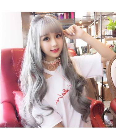 Buy Long Curly Hair Wig with Air Bangs - Fluffy Dark & Light Brown Realistic Wigs for Women | International Shipping - Buy Online on GoSupps.com