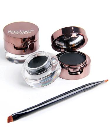 Maketopyzn Waterproof Dual-Ended Eyeliner Gel & Eyebrow Powder Set - Long-Lasting Double Colors (Black+Brown) with Mirror and Brush - Buy Online on GoSupps.com