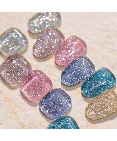 Diamond Jelly Gel Nail Polish Semi Permanent Holographic Sequins Soak Off UV Gel DIY Nail Varnishes - (Color: 11) - Buy Online on GoSupps.com