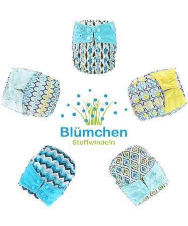 Bl mchen All-in-One Bamboo Cloth Diaper - OneSize Snap Fasteners (3.5-15kg) | Geometric Design Brick - Eco-Friendly International Shipping - Buy Online on GoSupps.com