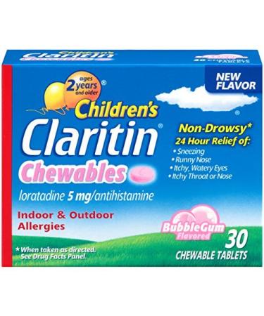 Children's Claritin 24 Hour Non-Drowsy Allergy Bubblegum Chewable Tablet 5 mg 30 Count Pack of 3