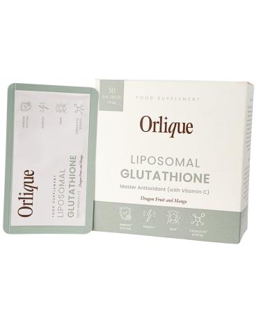 Orlique Liposomal Glutathione with Vitamin C | High-Potency Antioxidant for Immune Support Cellular Protection Detox & Energy | Vegan Gluten-Free | Dragon Fruit & Mango Flavor | 30 Sachets 400 mg