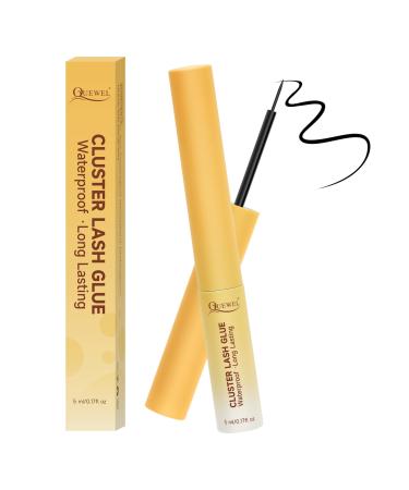 Eyelashes glue for diy eyelash extensions set quewel cluster lash glue 5+5ml bond and Seal for individual eyelash waterproof eyelash adhesive permanently suitable for the whole day (black) 1 piece (1 Pack) glue black