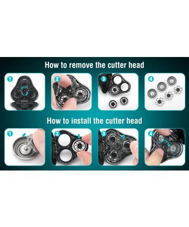 PRITECH Electric Razor Head for Men - Rechargeable Waterproof Rotary Shaver Parts | Wet & Dry Use - Buy Online on GoSupps.com