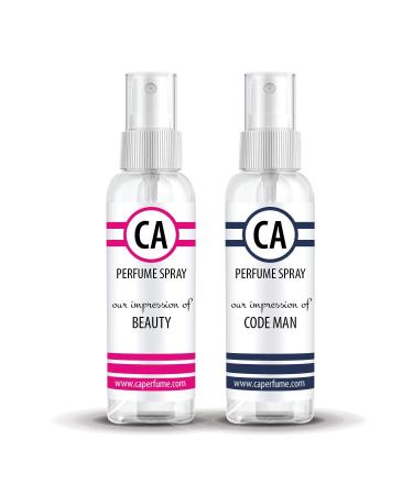 CA Perfume Impression of (Beauty + Code Man) Travel Size Sample Fragrance Refillable Atomizer Long Lasting Eau de Parfum (Cologne) Sprayer / 2 Fl Oz/ 60 ml Beauty + Code Man Impression
