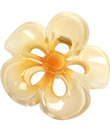 Floral Hair Clips Acrylic Strong Hold Hair Clip Hair Styling Accessories Non-Slip Hair Clips Womens Hair Barrettes for Woman and Girls Yellow - Buy Online on GoSupps.com