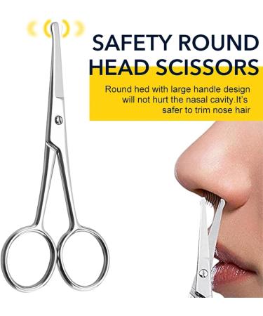 Professional Stainless Steel Facial Hair Scissors - Small Round Ended Scissors for Ear, Nose, Eyebrows, Beard, Eyelash, and Moustache - Big Size 10 Silver - Buy Online on GoSupps.com