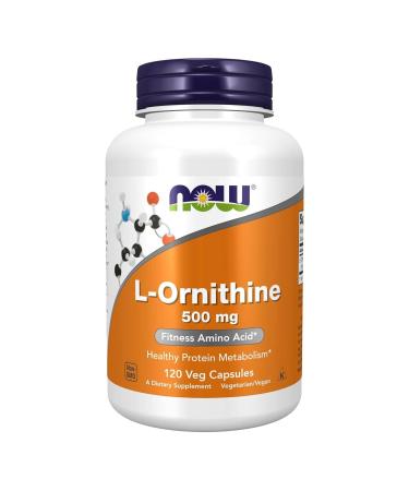 NOW Supplements L-Ornithine 500mg Capsules 120 Count Unflavored 120 count (Pack of 1)