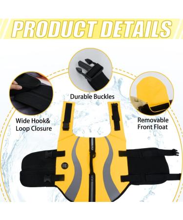Emust Large Dog Swimming Vest - Ripstop Flotation Suit with Double Rescue Handles - XXL Yellow - Perfect for Pool & Water Adventures - Buy Online on GoSupps.com