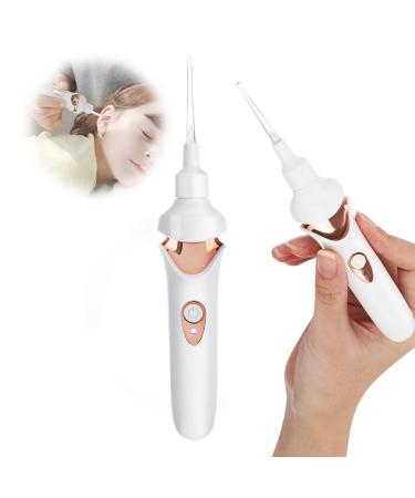Ear Wax Remover Ear Cleaner Tool Led Lighted Ear Scoop Ear Scoop with Four Replacement Heads Set Vibrating Suction Ear Scoop White
