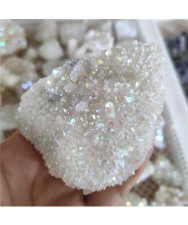 Home Natural White Angel Aura Crystal Cluster Electroplating Titanium Coating Quartz Cluster Stone Gift Home Goods (Size : 300g) - Buy Online on GoSupps.com