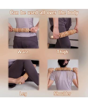 Knnuey 12 Rollers Wooden Massager | Curved Exercise Roller Sticks for Full Body Relief | Wood Therapy Massage Tools for Muscle Pain Relief - International Shipping Available - Buy Online on GoSupps.com