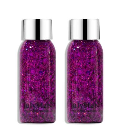 2Pcs Liquid Metallic Eyeshadow Gel Formula One-Swipe Coverage Little Dipper Glitters Liquid Eyeshadow Sequins Shimmer Liquid Long Lasting Highly Pigmented Stage Makeup (30ml) Type 3