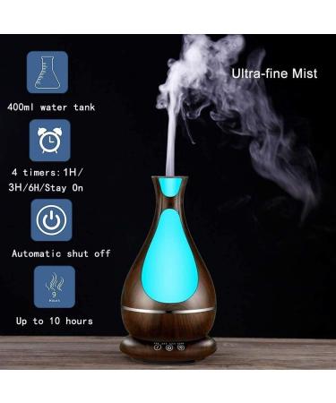 Aromatherapy Diffuser 400ml - Wood Grain Essential Oil Diffuser with Timer & Auto Shut-Off | Humidifier for Large Rooms & Baby Bedrooms | 7 Color Lights - Buy Online on GoSupps.com
