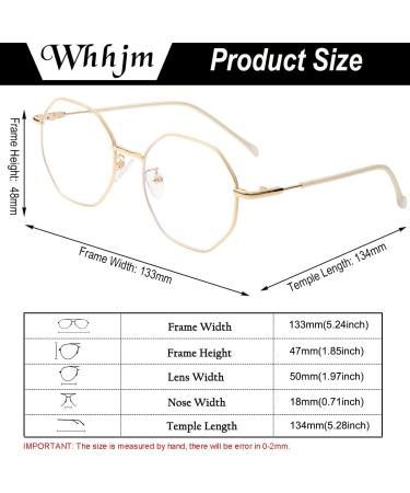 Polygon Blue Light Blocking Glasses for Women & Men | Retro Octagon Square Non-Prescription Metal Frame Eyeglasses A1 Gold 50mm - Shop Internationally - Buy Online on GoSupps.com
