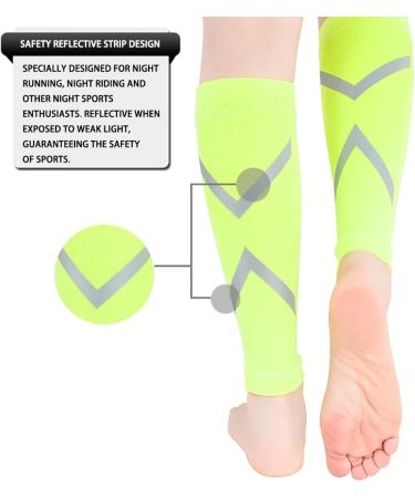 Leg Compression Sleeve - Comfortable Footless Socks for Fitness & Running | Fluorescent Green | Shin Splint Relief - Buy Online on GoSupps.com