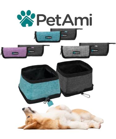 PetAmi Collapsible Dog Bowls 2 Pack - Portable Water & Food Bowl for Pets - Travel, Hiking, Camping - Outdoor Gear Accessories | Gray - Buy Online on GoSupps.com