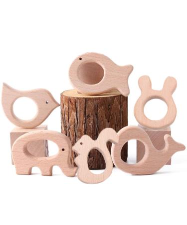 AMASAWA 6-Piece Baby Teething Toy Set | Sensory Rings - Cute Animal Designs: Bird Fish Elephant Squirrel | Perfect for Infant Development - Buy Online on GoSupps.com