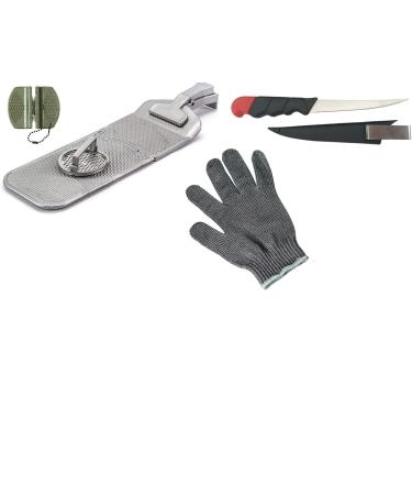 Filleting set foldable filleting board with stainless steel fish scaler filleting knife + filleting glove + knife sharpener