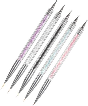EZPICK 5pcs Nail Art Brushes | Double Ended Nail Art Dotting Tool set | Nail Art Pen for Painting Nails | Manicure Drill Drawing Nails Brush Pen for Nail Art (Set 1)