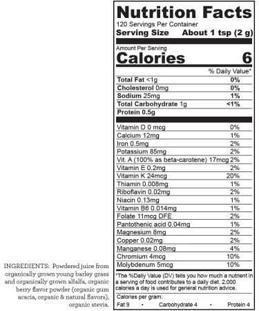 Hallelujah Diet Organic BarleyMax Green Juice Powder - Berry Flavor (8.5oz, 120 Servings) - Buy Online on GoSupps.com