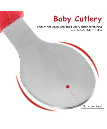 Toyandona 2pcs Baby Spoon Fork Set with Silicone Carrot Handle - Infant Training Cutlery - Red Feeding Set for Kids - Buy Online on GoSupps.com