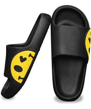 NEQTSUM Smiley Face Slippers | Pillow Slides Sandals for Women/Men | Indoor/Outdoor Spa Shoes | Quick Drying EVA Cloud Slippers - Black - Buy Online on GoSupps.com