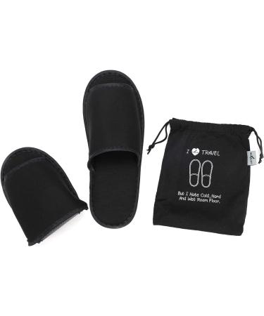 Portable Travel Foldable Slippers Open Toe Hotel Spa Slippers Cotton Non-Disposable Guests Slippers Business Trip Flight Slippers with Pouch Indoor House Shoes Anti-Skid Footwear Fit Men and Women 6.5 UK Black - Buy Online on GoSupps.com