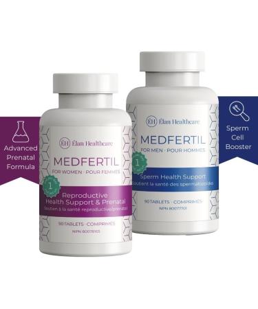 Elan Healthcare- Medfertil for Men and Women - Pre-Pregnancy Multivitamin couple's pack - 90+90 - Supplement for Before During and Postnatal 90 count (Pack of 2) - Buy Online on GoSupps.com