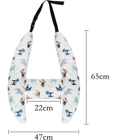 Qchomee Kids Car Travel Pillow | Seat Belt Cushion Head Neck Support for Car Safety - Adults & Children Headrest | White - Buy Online on GoSupps.com