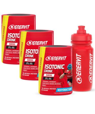 ENERVIT Enervit Sport Isotonic Drink During | 3 Gusto Limone 420g storage jars | Free water bottle