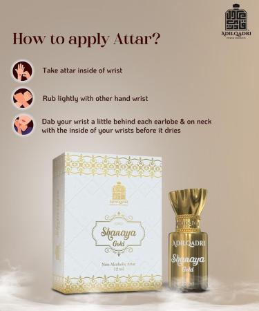 AdilQa.dri Shan.aya Gold Attar | Arabic Fragrance | Non-Alcoholic Attar Perfume For Men & Women - 12 ML - Buy Online on GoSupps.com
