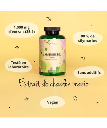 Vegavero Marie Thistle | 365 Capsules | With 80% Silymarin + 30% Silybin | No Additives | Natural Liver Deturative + Digestion | Vegan - Buy Online on GoSupps.com