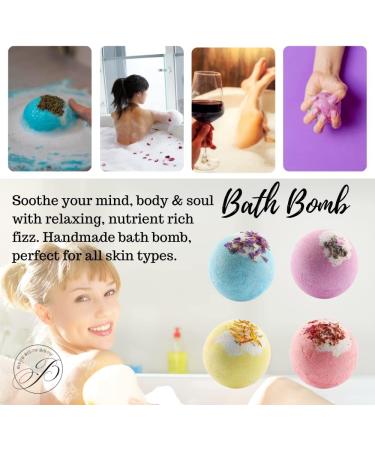 Natural Bubble Bath Bombs Gift Set with Shea & Coco Butter | Organic Spa Stuff for Women | Scented Bath Bomb Set | Mother's Day Gift with Bonus Pink Hair Towel - Buy Online on GoSupps.com