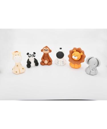 Personalised Animals Cake Toppers Set Edible Panda Lion Zebra Elephant Giraffe Monkey Decorations with an Edible Glue Set of 5 - Buy Online on GoSupps.com