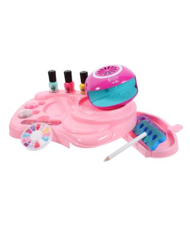 Ipetboom 1 Set Nail Art Set Toy Nail Art Kit Glitter Powder Toys for Little Girls Toy for Kids Toys for Girls Kids Playset Girls Suit Manicure Plastic Make up Kit Child Pink