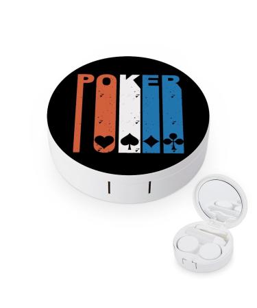Retro Poker Round Case for Contact Lens Kit Storage Box with Mirror Portable Cute Lens Holder